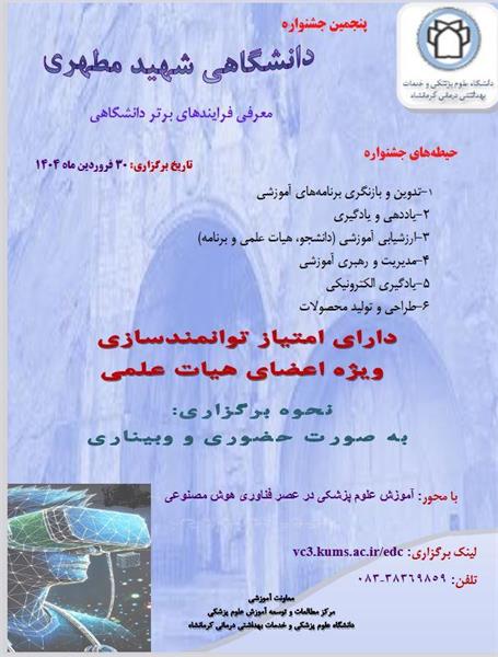 برگزاری ششمین جشنواره دانشگاهی شهید مطهری به صورت حضوری و وبیناری .......